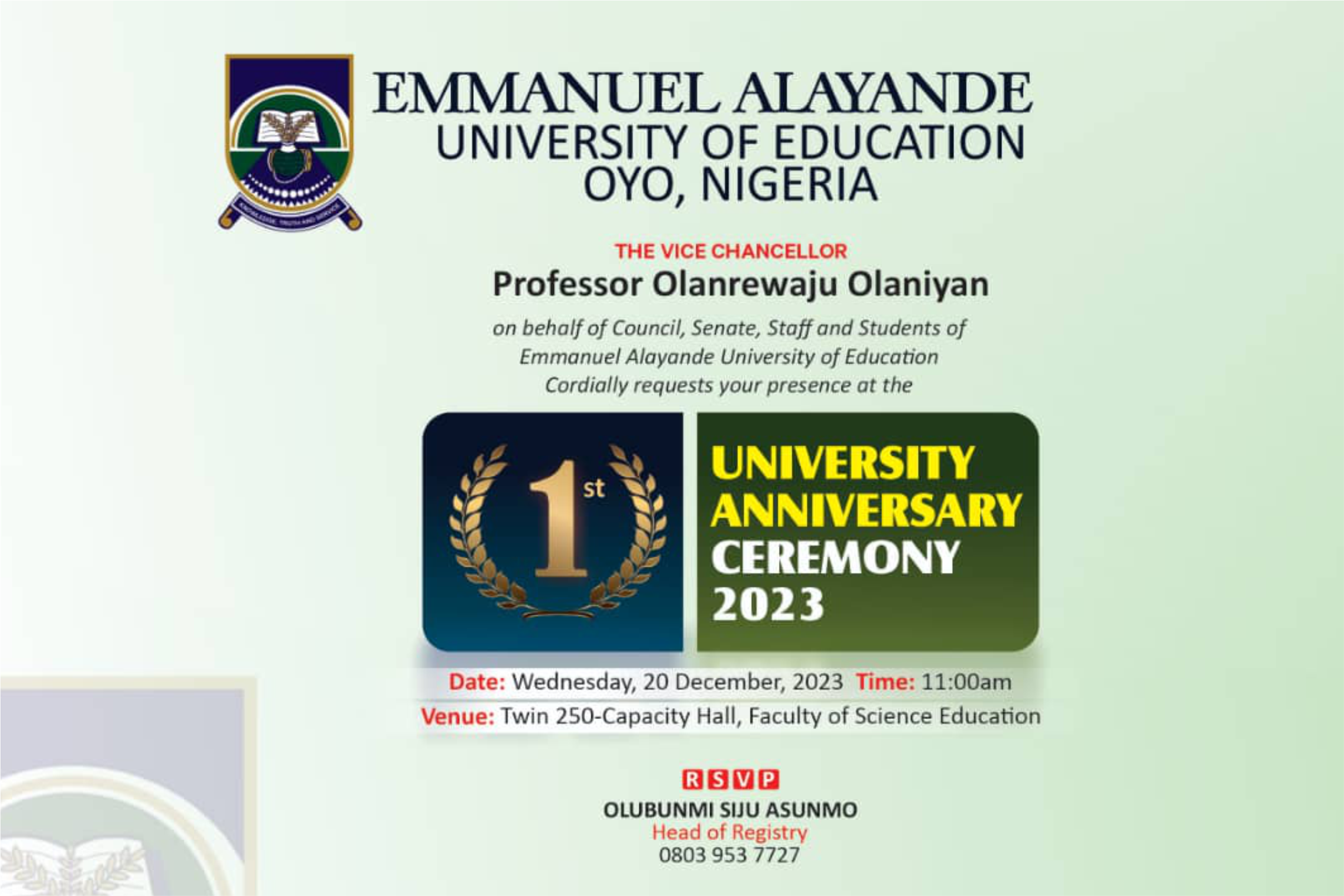 Emmanuel Alayande Universitys Journey to Educational Excellence: One Year and Beyond